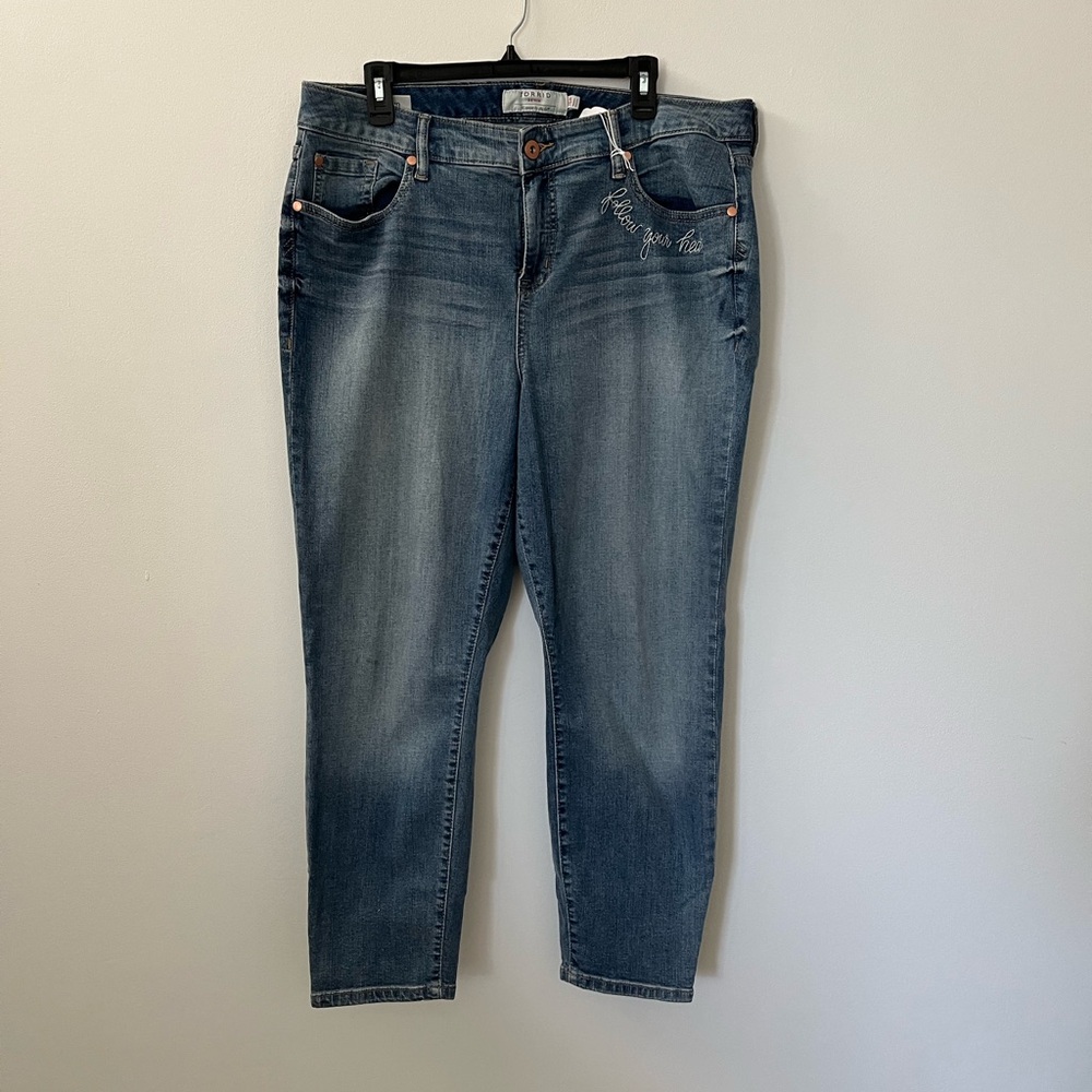 Torrid Distressed Blue Ankle Jeans